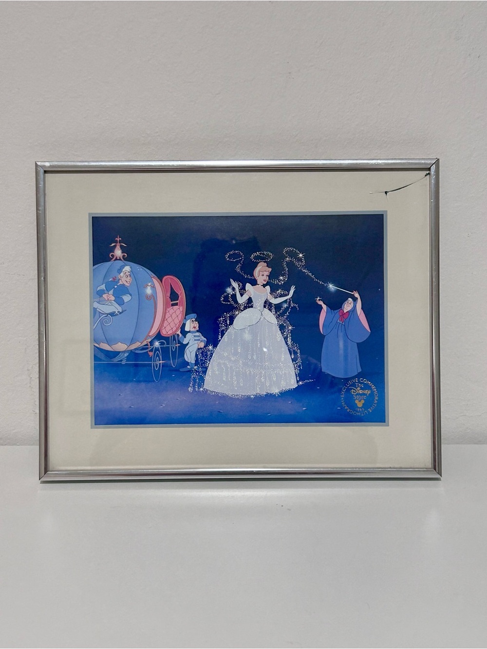 Disney Cinderella Art Print in Blue and White Sparkle